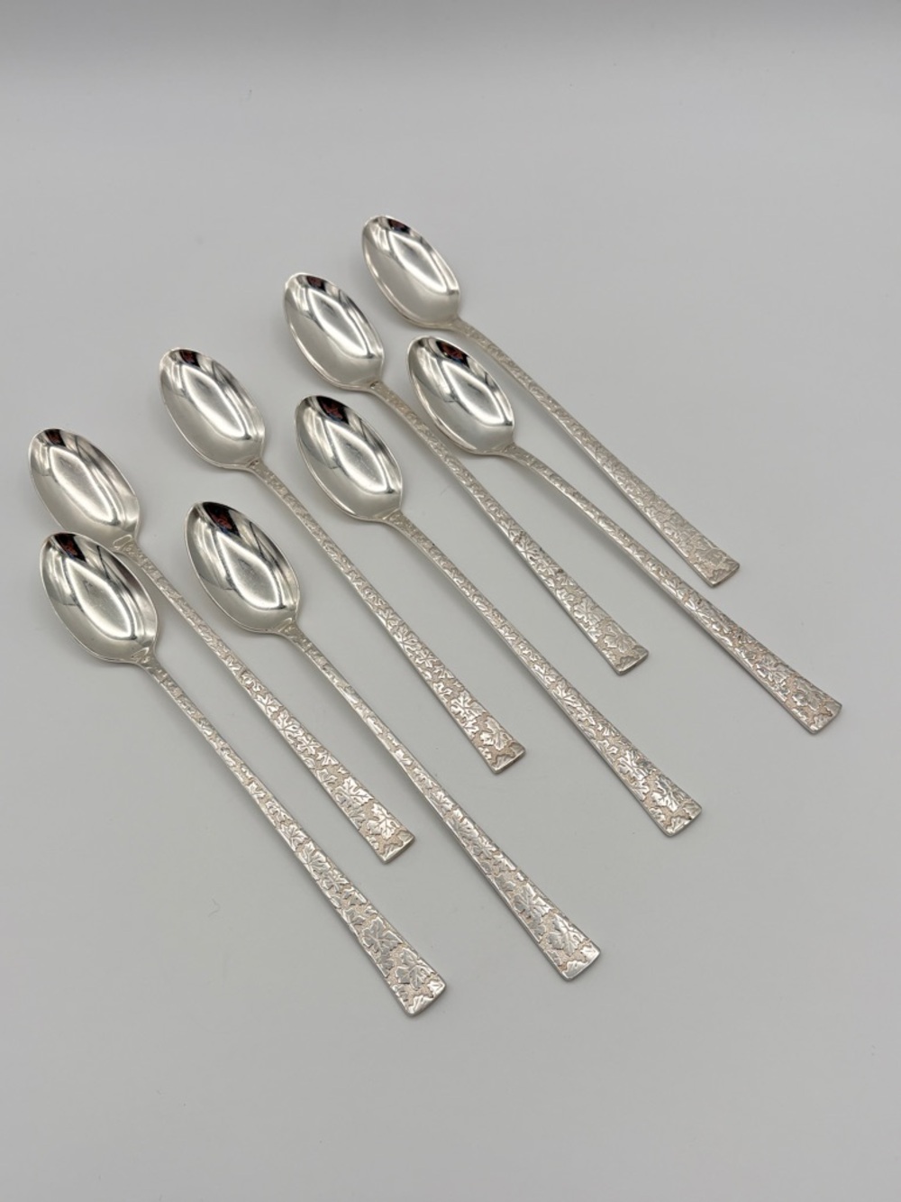 Vintage Iced Tea Spoons Set 8 Long Handle Silverplate International Silver 1968
